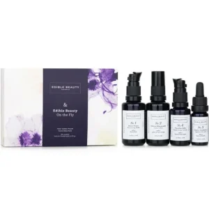 & Edible Beauty On The Fly Travel Mini Kit: Cleansing Milk 15ml+ Toner Mist 30ml+ Ageless Serum 10ml+ Hydrating Lotion 15ml