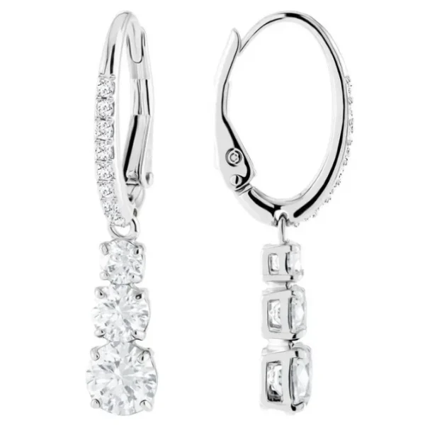 Attract Trilogy hoop earrings 5416155 - Round cut, White, Rhodium plated