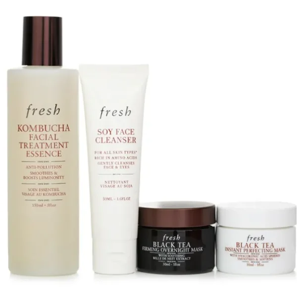 Black Tea Set: Soy Face Cleanser+Kombucha F.T. Essence+Instant Perfecting Mask+Firming Overnight Mask