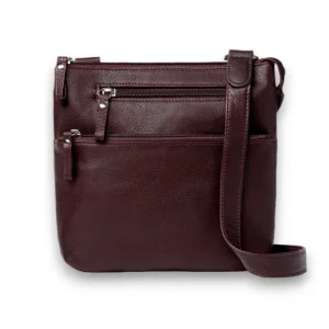 Cadence Business Leather Zipped Crossbody Bag(raisin)