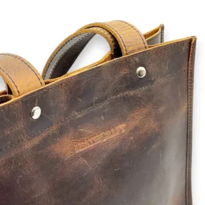 Cain Distressed Leather Business Casual Tote Bag(Coffee)