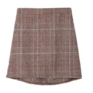 Check Wool Mini Skirt