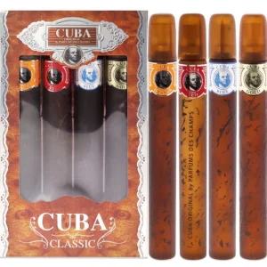 Cuba by Cuba for Men - 4 Pc Gift Set 1.17oz Cuba Gold, 1.17oz Cuba Blue, 1.17oz Cuba Red, 1.17oz Cuba Orange