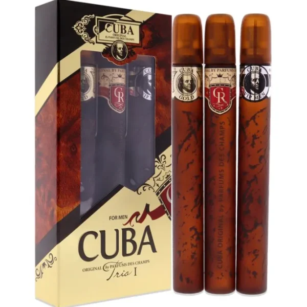 Cuba Trio 1 by Cuba for Men - 3 Pc Gift Set 1.17oz Cuba Gold EDT Spray, 1.17oz Cuba Royal EDT Spray, 1.17oz Cuba VIP EDT Spray