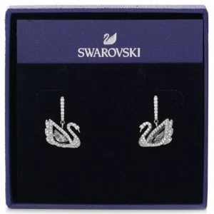 Dancing Swan drop earrings Swan 5514420 - White, Rhodium plated