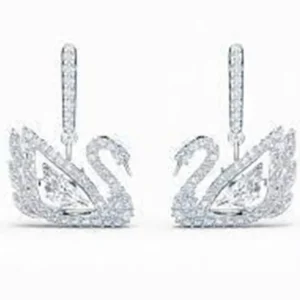 Dancing Swan drop earrings Swan 5514420 - White, Rhodium plated