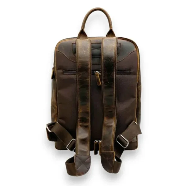 DARIUS Business Distressed Leather RFID Entrepreneur Vintage Backpack(Dark Brown)