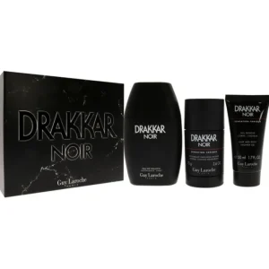 Drakkar Noir by Guy Laroche for Men - 3 Pc Gift Set - 3.4oz EDT Spray, 2.6oz Deodorant Stick, 1.7oz Shower Gel