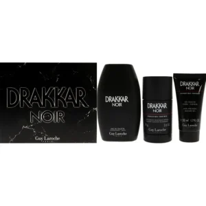 Drakkar Noir by Guy Laroche for Men - 3 Pc Gift Set - 3.4oz EDT Spray, 2.6oz Deodorant Stick, 1.7oz Shower Gel