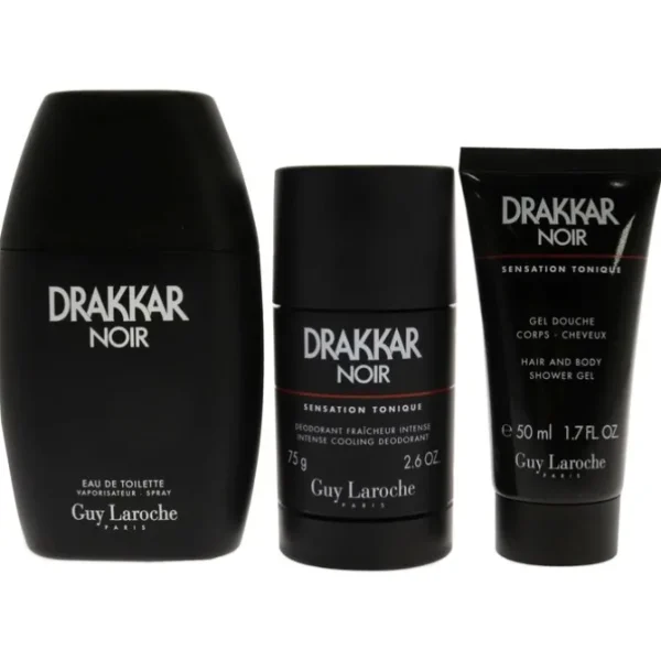 Drakkar Noir by Guy Laroche for Men - 3 Pc Gift Set - 3.4oz EDT Spray, 2.6oz Deodorant Stick, 1.7oz Shower Gel