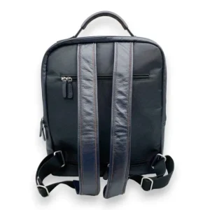 ELISEO Business Leather RFID Dual Zipped Backpack(Navy)