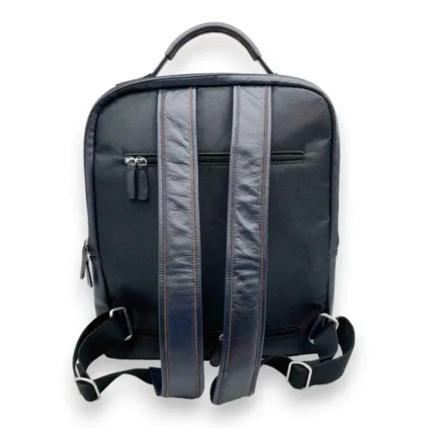 ELISEO Business Leather RFID Dual Zipped Backpack(Navy)