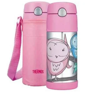 FUNtainer Stainless Steel Vacuum Insulated Drink Bottle-Pink owl