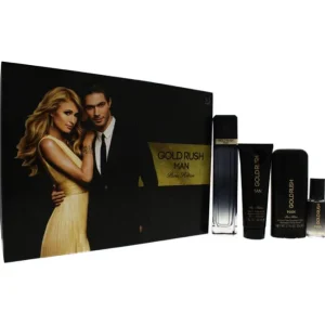 Gold Rush Man by Paris Hilton for Men - 4 Pc Gift Set 3.4oz EDT Spray, 0.5oz EDT Spray, 3.0oz Hair Body Wash, 2.75oz Alcohol Free Deodorant Stick