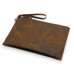 HALSTON Distressed Business Leather Business Portfolio Case(Coffee)