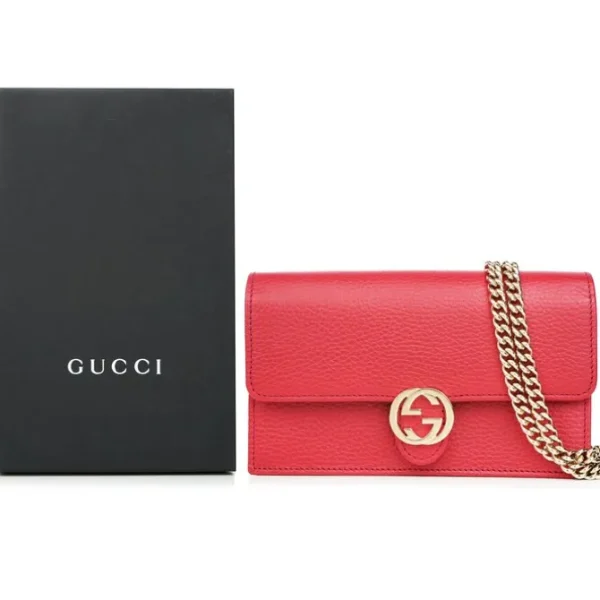 Icon GG Interlocking Wallet On Chain Red Crossbody Bag 615523