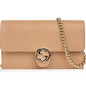 Icon GG Interlocking Wallet On Chain Light CamelCrossbody Bag 615523