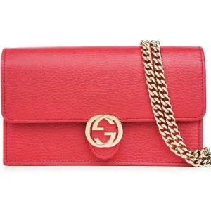 Icon GG Interlocking Wallet On Chain Red Crossbody Bag 615523