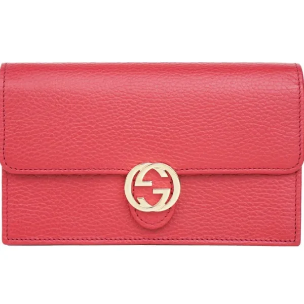 Icon GG Interlocking Wallet On Chain Red Crossbody Bag 615523