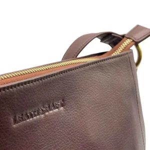 JOSIE Business Cowhide Leather Straight Zipped Crossbody Hobe Bag(brown)