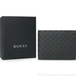 Leather Micro GG Guccissima Trifold Wallet 217044