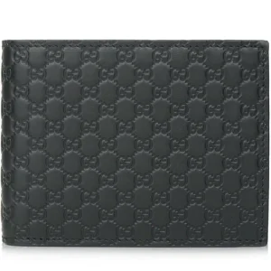 Leather Micro GG Guccissima Trifold Wallet 217044