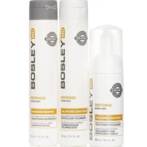 MD BosDefense Color Safe Starter Kit: Nourishing Shampoo 5.1oz+Volumizing Conditioner 5.1oz+Leave In Treatment 3.4oz