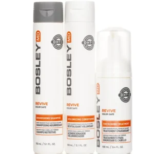 MD BosRevive Volumizing Color Safe Kit: Nourishing Shampoo 5.1oz+Volumizing Conditioner 5.1oz+Leave In Treatment 3.4oz