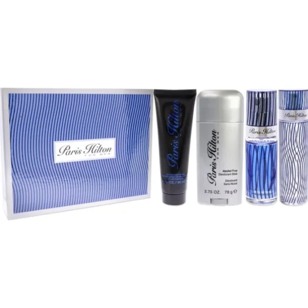 Paris Hilton by Paris Hilton for Men - 4 Pc Gift Set 3.4oz EDT Spray, 3oz Hair and Body Wash, 2.75oz Alcohol Free Deodorant Stick, 0.34oz EDT Spray