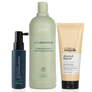 Pelo Baum Hair Revitalizing Solution 60ml + Aveda Volumizing Shampoo 1000ml + L'Oreal Resurfacing Conditioner 200ml