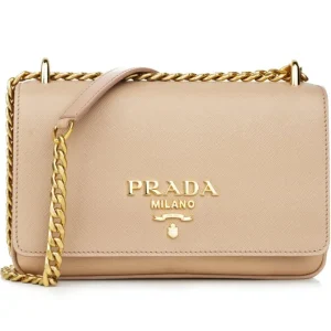 Prada Plain Leather Logo Handbag 1BD144