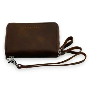 RHYS Distressed Leather Card And Key Pouch / Case(Coffee)