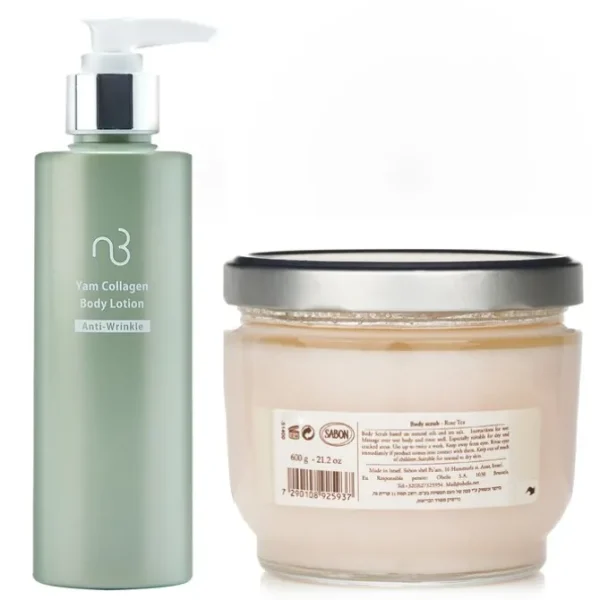 Sabon Body Scrub - Rose Tea X Natural Beauty Yam Collagen Body Lotion