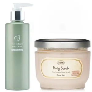 Sabon Body Scrub - Rose Tea X Natural Beauty Yam Collagen Body Lotion
