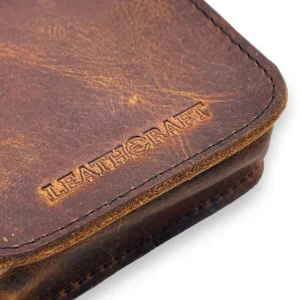 SETH Distressed Leather Business & Travel Pouch(Coffee)