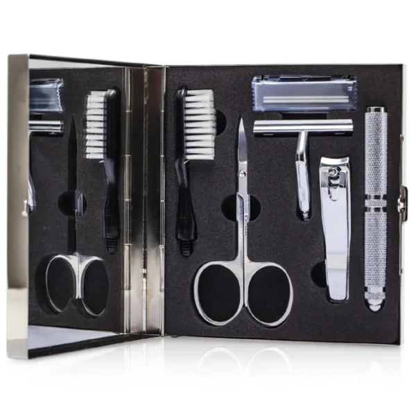 The Well Mannered Groom Kit: Razor + Grooming Scissors + Nail Clipper + Brush + Box