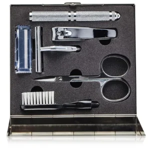 The Well Mannered Groom Kit: Razor + Grooming Scissors + Nail Clipper + Brush + Box