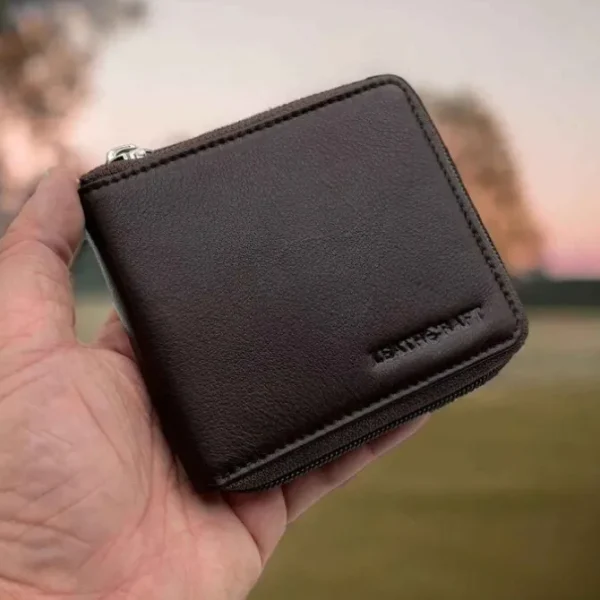 TRISTAN Business Genuine Leather RFID Zip Coin Wallet Full Grain Cowhide From Us(Brown)