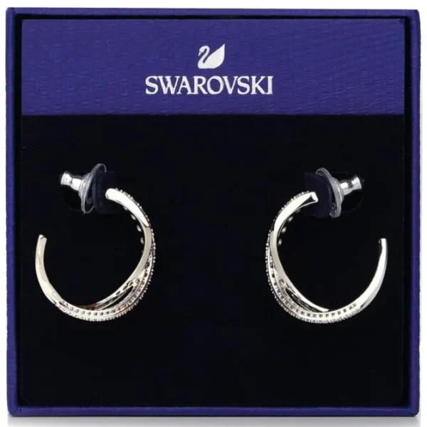 Twist hoop earrings 5563908 - White, Rhodium plated