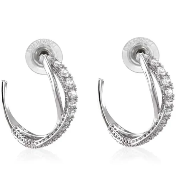 Twist hoop earrings 5563908 - White, Rhodium plated