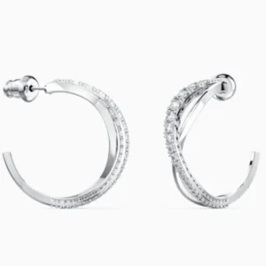 Twist hoop earrings 5563908 - White, Rhodium plated