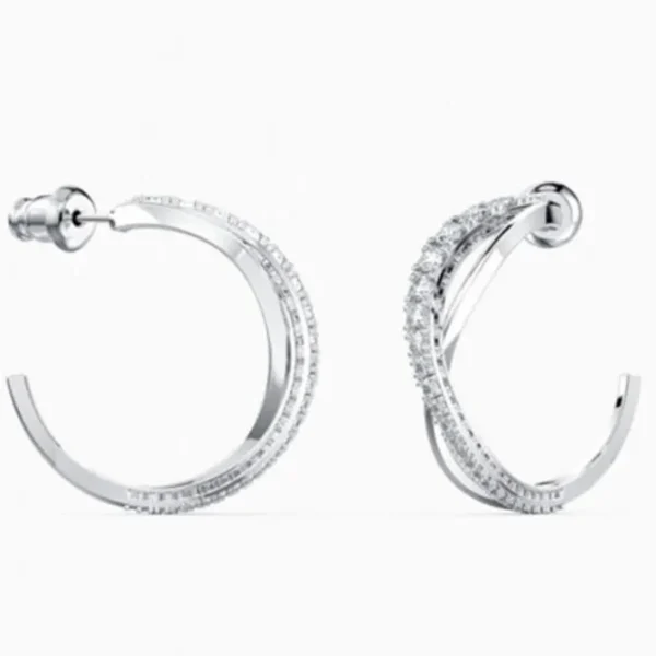 Twist hoop earrings 5563908 - White, Rhodium plated