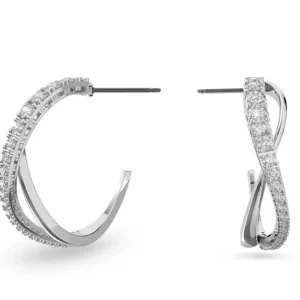 Twist hoop earrings 5563908 - White, Rhodium plated