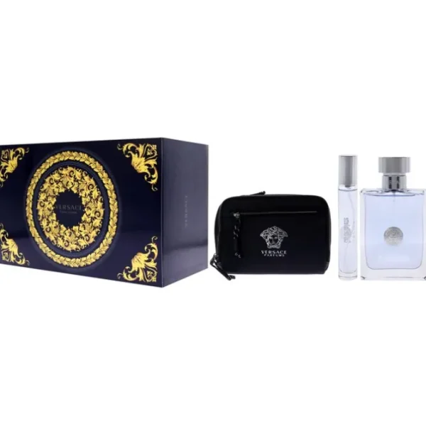 Versace Pour Homme by Versace for Men - 3 Pc Gift Set 3.4oz EDT Spray, 0.34oz EDT Spray, Pouch