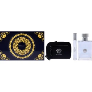 Versace Pour Homme by Versace for Men - 3 Pc Gift Set 3.4oz EDT Spray, 0.34oz EDT Spray, Pouch