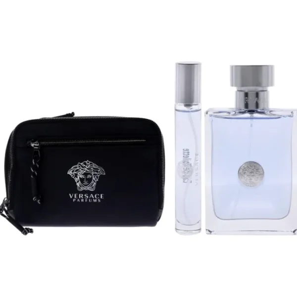 Versace Pour Homme by Versace for Men - 3 Pc Gift Set 3.4oz EDT Spray, 0.34oz EDT Spray, Pouch