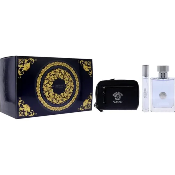 Versace Pour Homme by Versace for Men - 3 Pc Gift Set 3.4oz EDT Spray, 0.34oz EDT Spray, Pouch