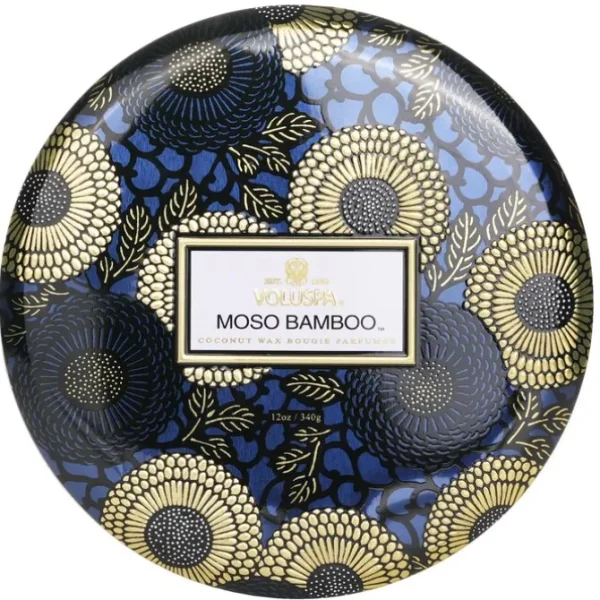 3 Wick Decorative Tin Candle - Moso Bamboo